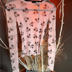 Disney Pink Mickey Mouse sheer Mesh Top